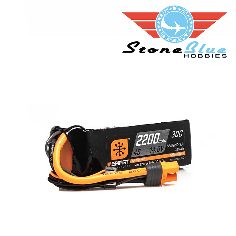Spektrum 14.8V 2200mAh 4S 30C Smart LiPo Battery, IC3