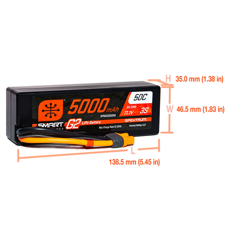 Spektrum 5000mAh 3s 50C 11.1V SMART G2 LiPo Battery